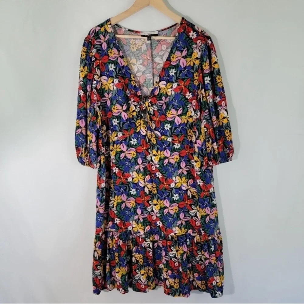 NWOT Eloquii Plus Size Knot Front Floral Knee Length Dress Size 18.